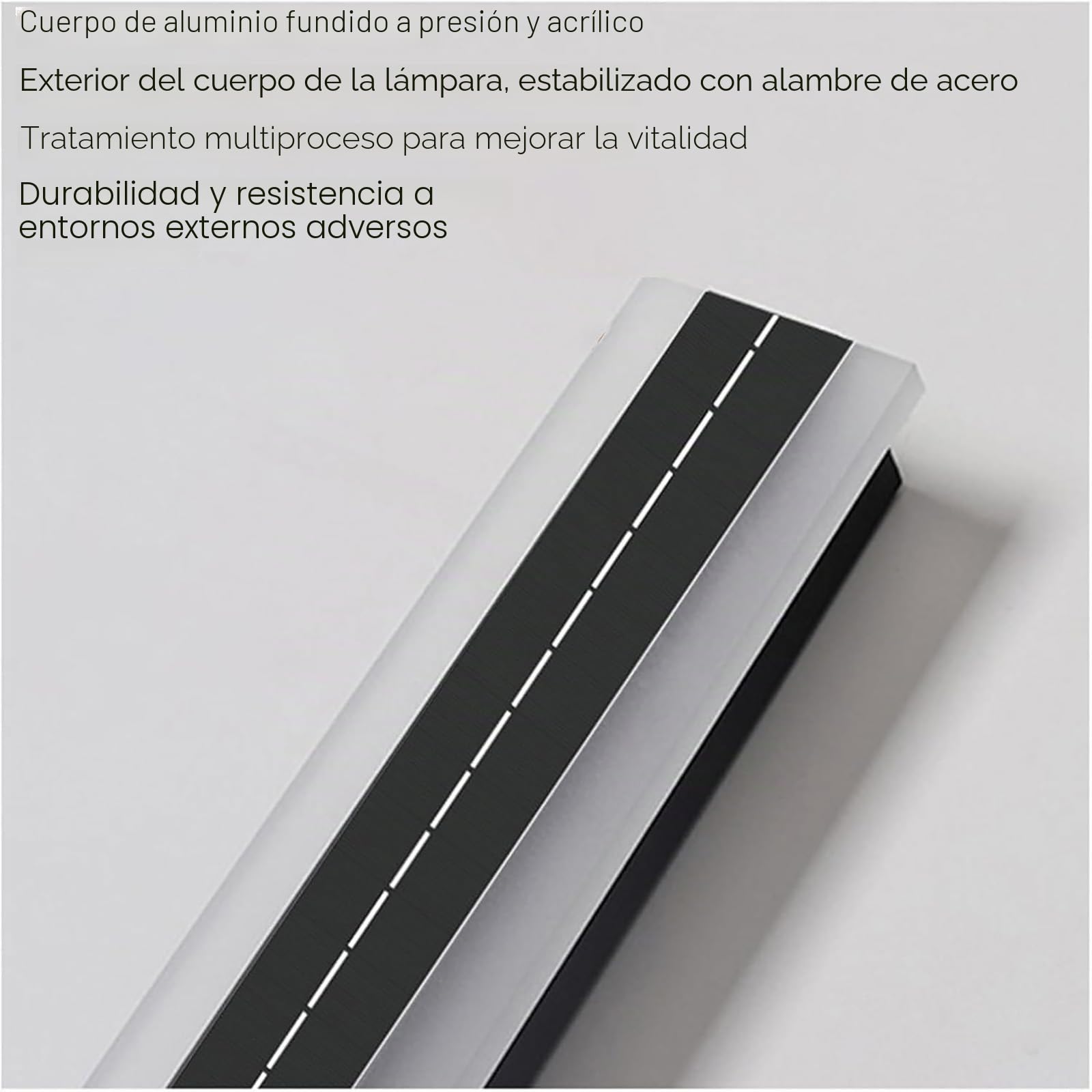 Lámpara de Pared Solar IP65 Impermeable Luz de Pared Exterior Jardín LED Aplique de Pared Negro Rectangular Aluminio Iluminación de Pared 68W Moderno para Patio Garaje (Luz Neutra 4000K,30CM)