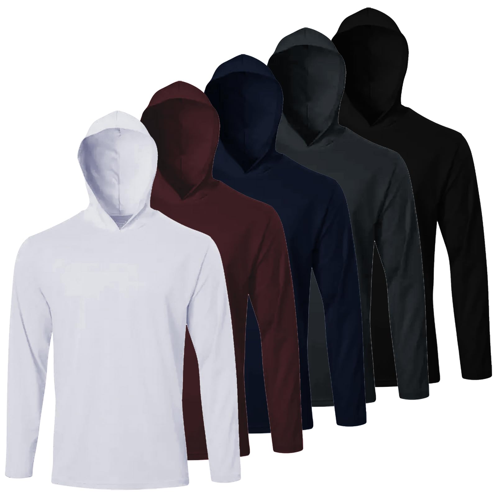 LeeHanTon Men UPF 50+ Sun Protection Hoodie Long Sleeve T Shirts Pack Quick Dry Shirt for Athletic Running Activewear Workout