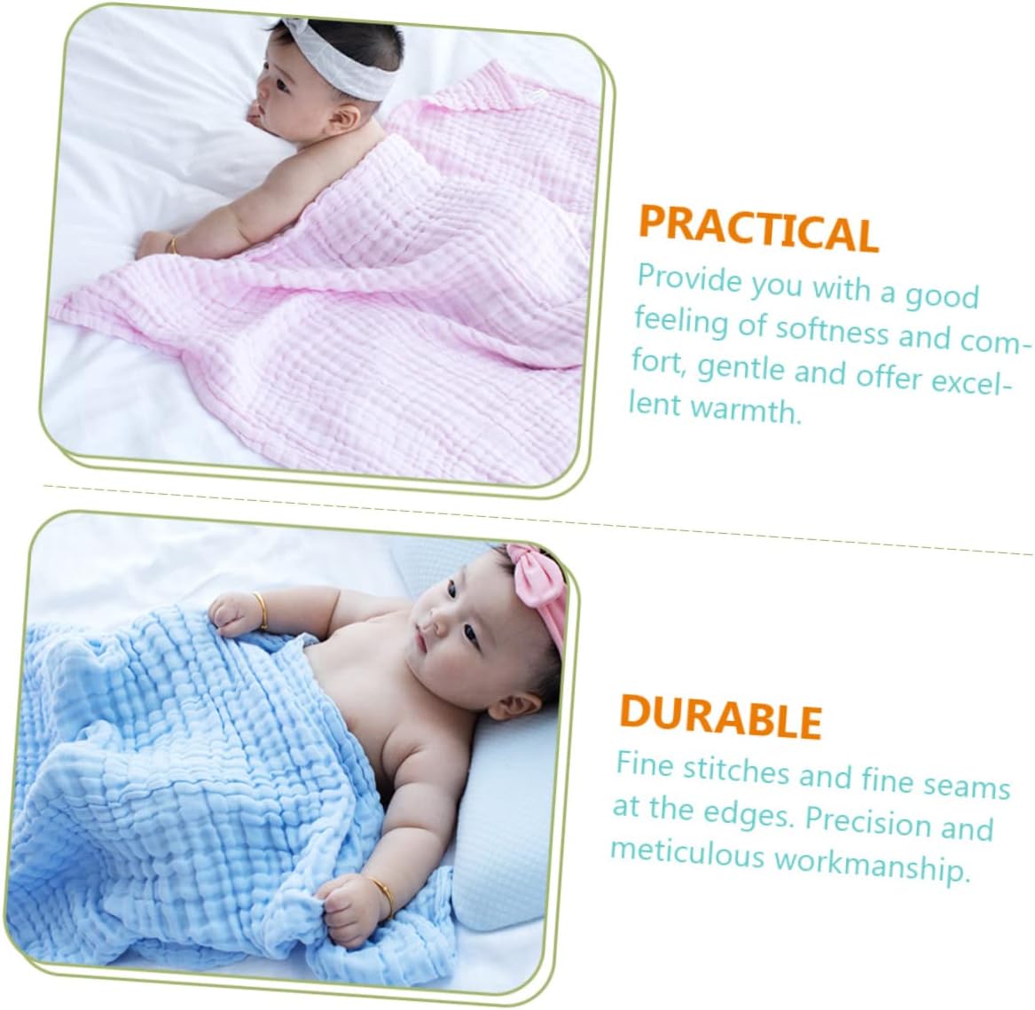 SUPVOX 3pcs Baby Muslin Bath Towels Lightweight Cotton Swaddle Blankets for Infants Soft and Breathable for Bathing and Swaddling