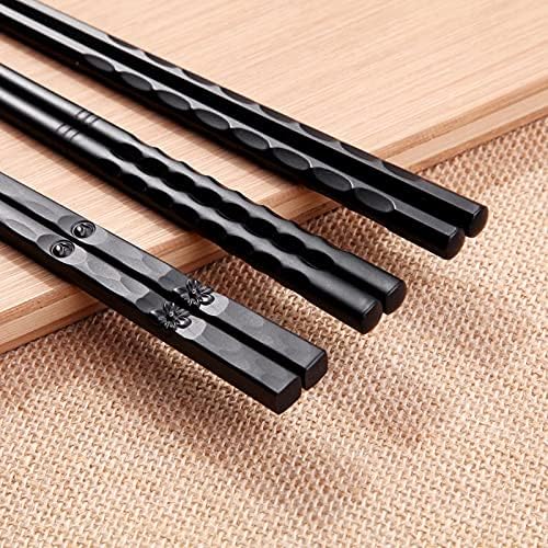 Chopsticks 10 Pair Alloy Non-slip Chopsticks Tableware Food Stick Catering Utensils Sushi Sticks Household Kitchen(T3)