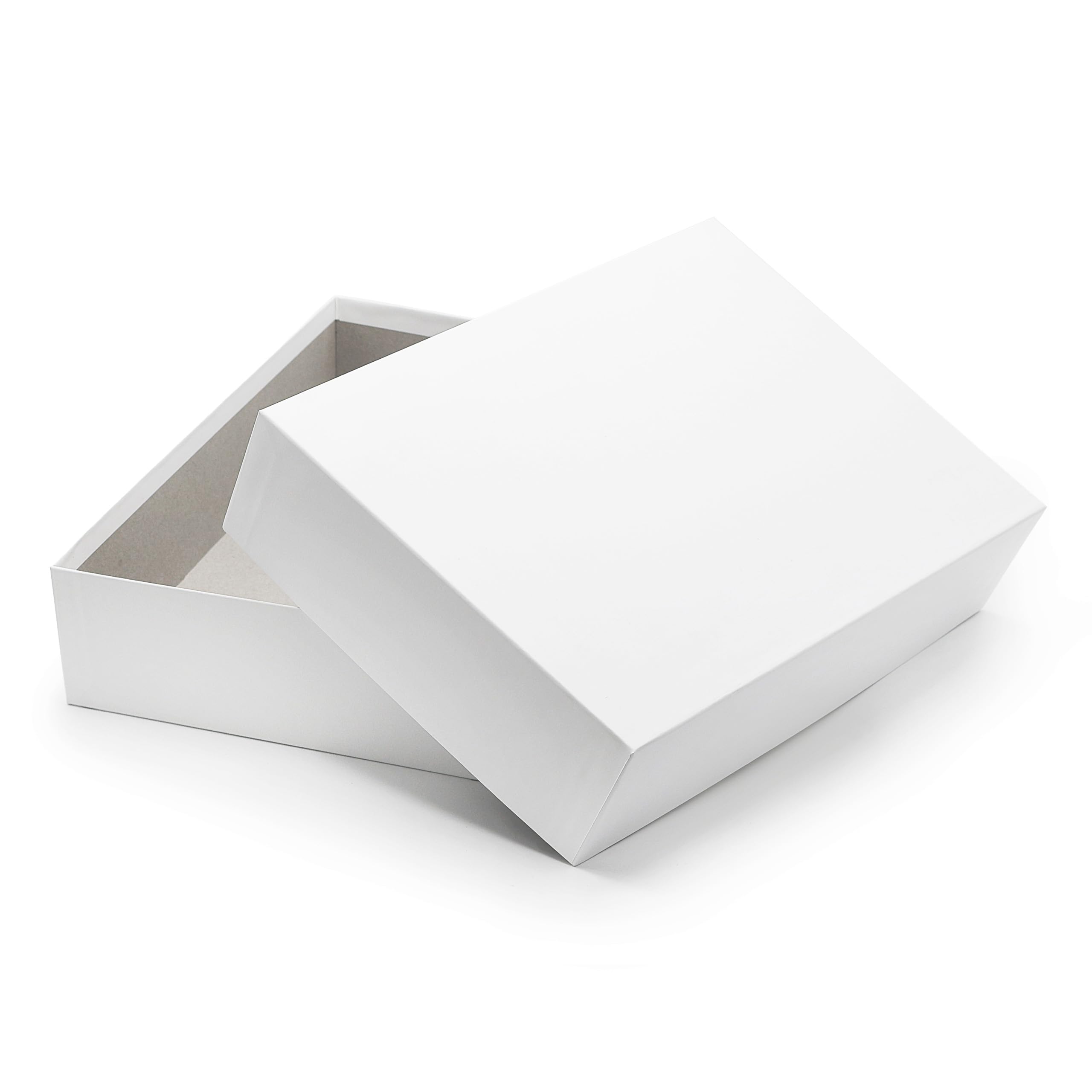 NEUSER PAPIER Geschenkbox mit Deckel DIN A4 – Aufbewahrungsbox Karton Weiß bezogen – Geschenkkarton Schachtel stapelbar 302 x 213 x 70 mm, 1 Stück Bürobedarf & Schreibwaren