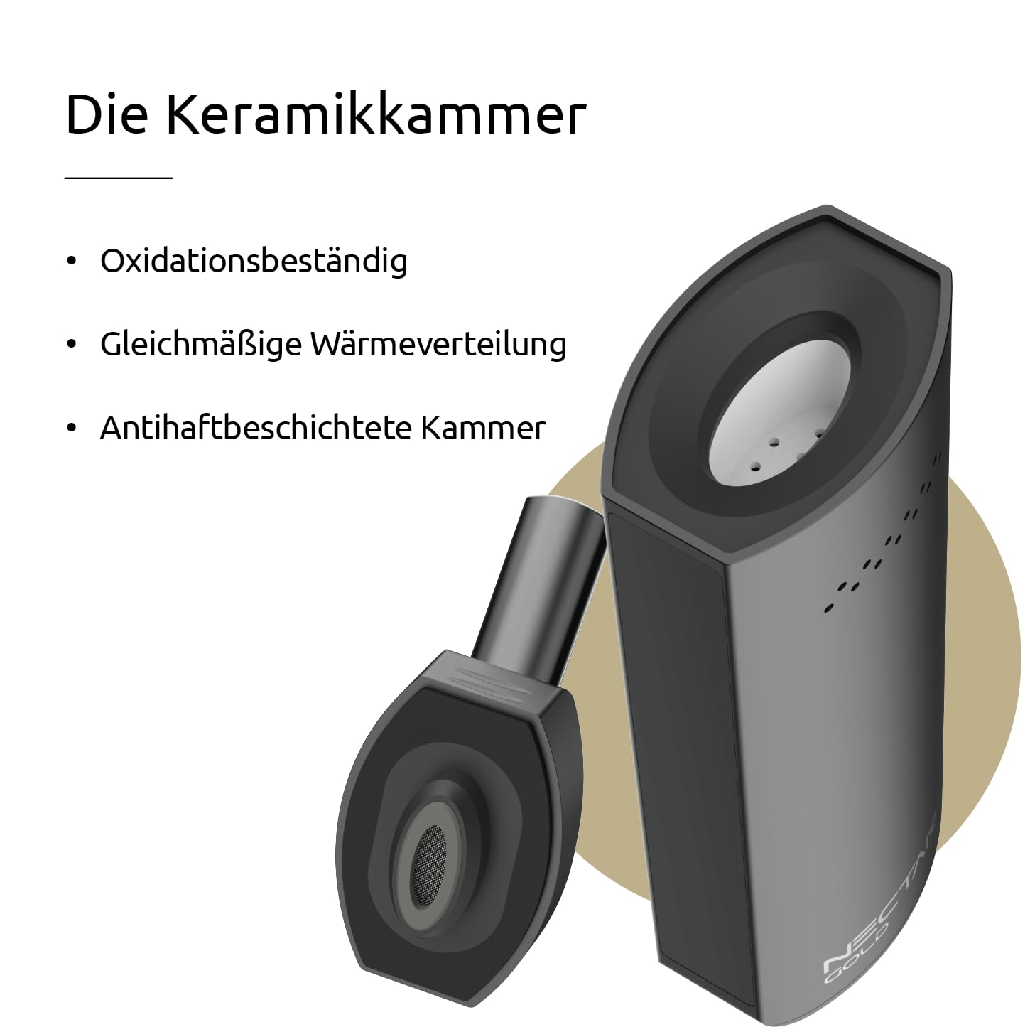 Nectar Gold Vaporizer Cannabis | Vaporizer für Kräuter und Extrakte mit 3 Jahren Garantie | Austauschbarer Akku für 8 Sitzungen, Isolierter Luftstrom, Temperaturpräzision, Zubehör inklusive