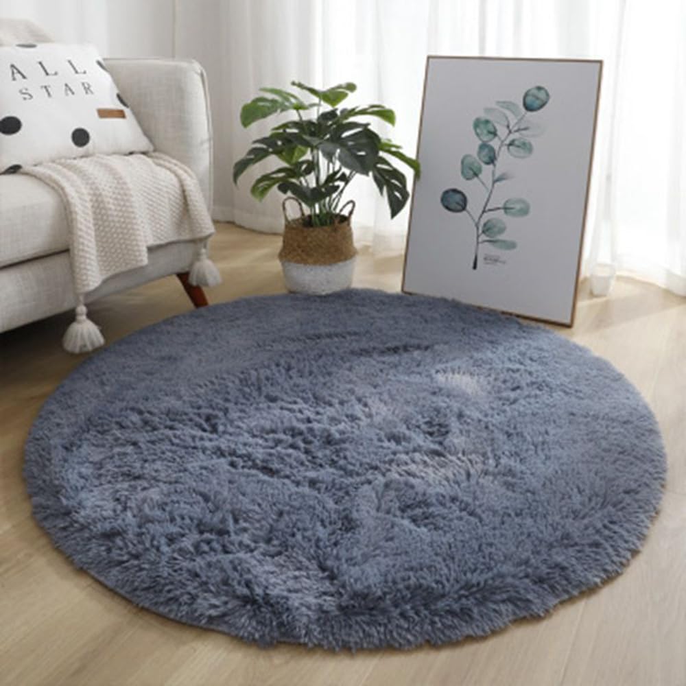 Tapis rond moelleux anti-glisse et sans perte de poils pour la chambre