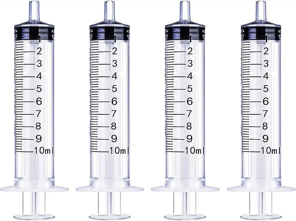 4 Pack - 10ml Syringes Without Needle for Measuring, Lip Gloss, Liquid refilling, Dispensing, DIY Crafts, DIY Lip Gloss Accessories, Feeding Pets, Food, Scientific Labs