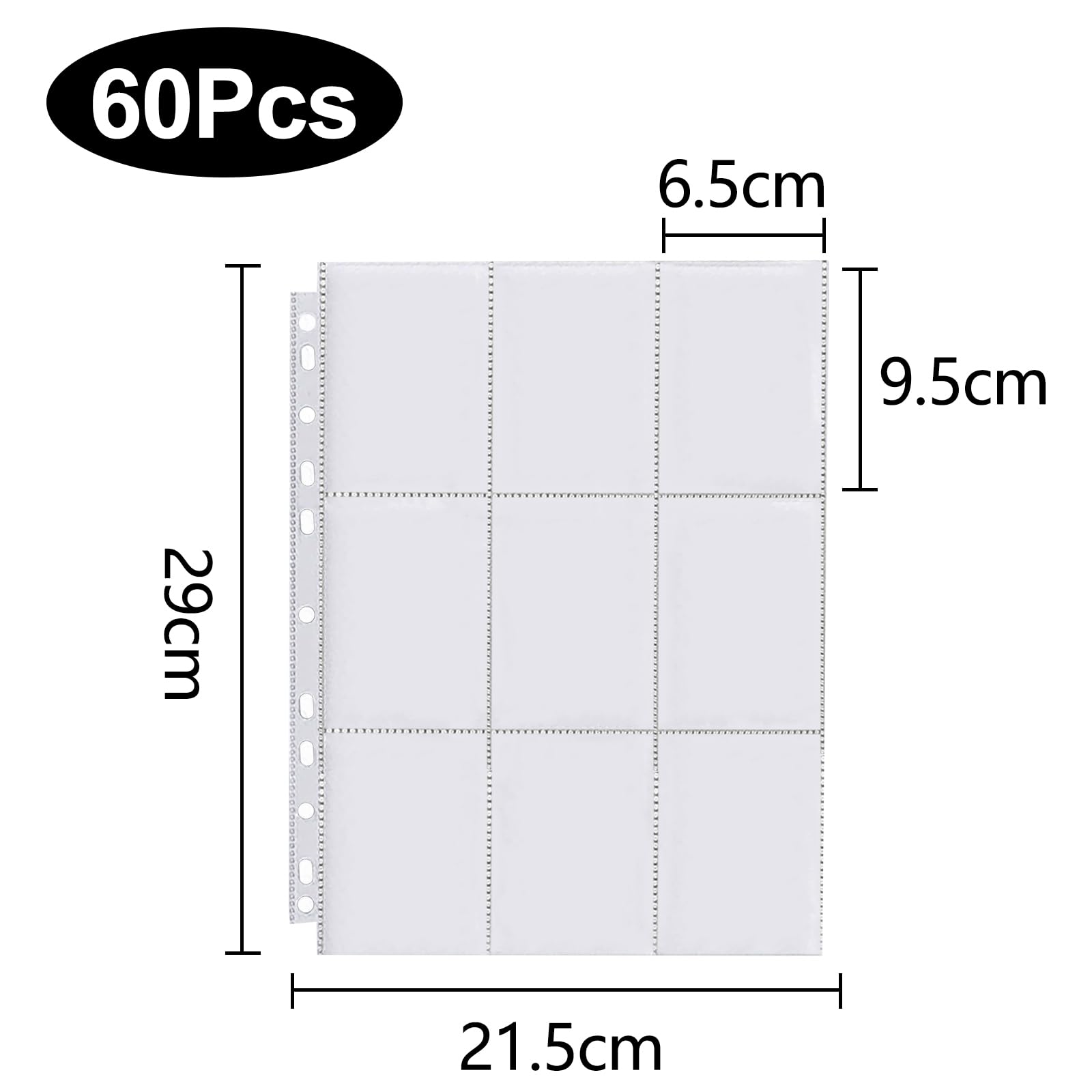 Newpop 60 páginas fundas para cartas doble cara con 1080 bolsillos, funda carta transparentes, protectores sobres 11 agujeros accesorios coleccionables, baloncesto, fútbol tarjetas
