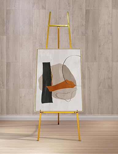 Miniatura 4 de SULIANG Caballete de metal con soporte de cadena para espejo, caballetes de suelo de hierro para exhibir letreros de boda, caballetes ajustables de