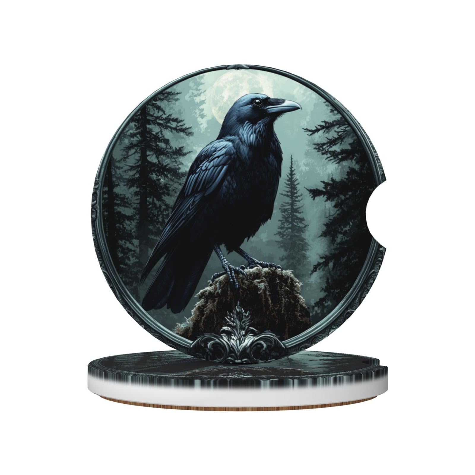 Raven Dark Pine s Ceramic Coasters,2pcs