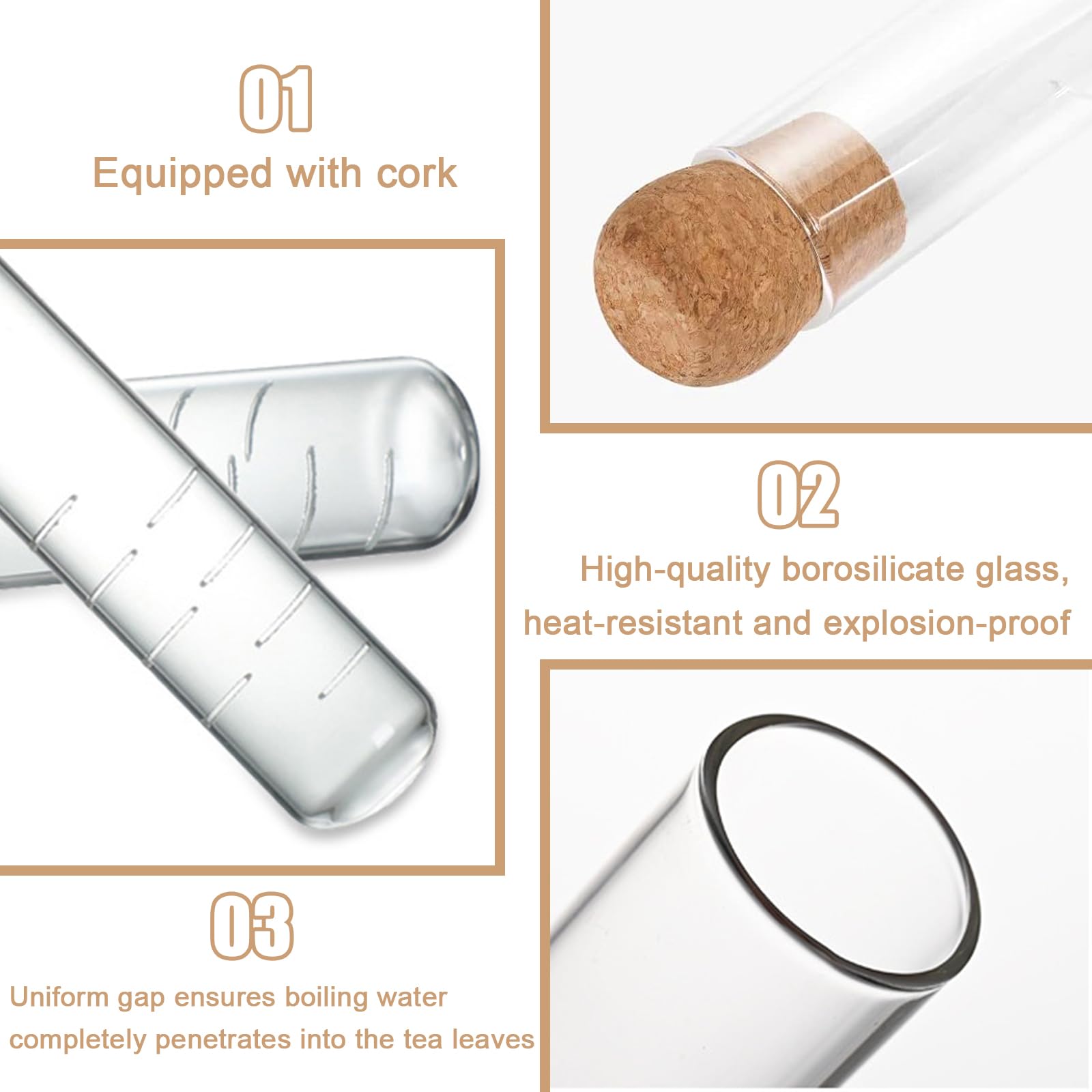 2 Colini Da Tè In Vetro Trasparente - Con Sughero, Resistente Al Calore, 15x3 Cm - Foto 7