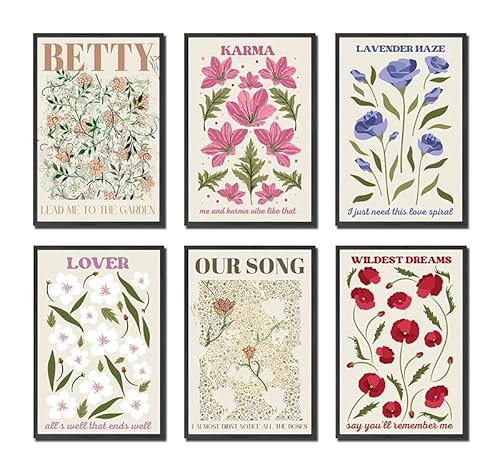 NATJUN Conjunto de lona de pôster de flores deslumbrantes Taylor - 6 peças de arte sem moldura para
