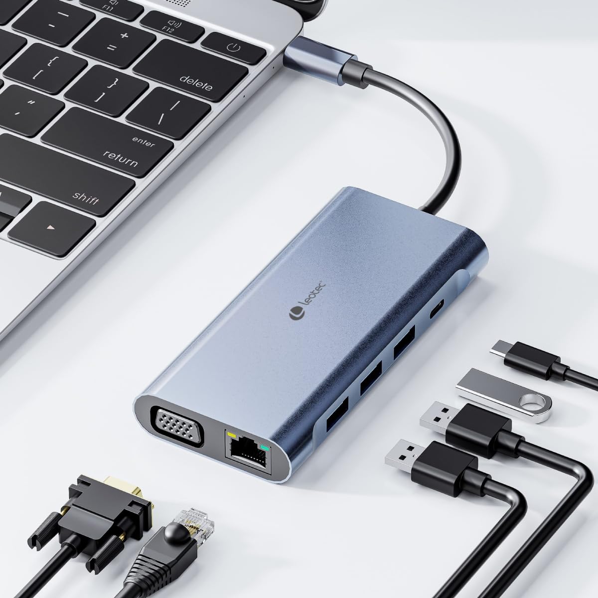 LEOTEC Docking Station 11-1 1USB-C PD100 3USB3.0 1USB-C 1 HDMI 1VGA 1TJSD MCSD