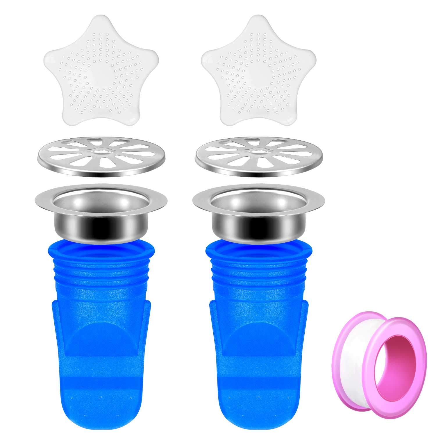Drain Protector Anti Clogging/Odors, Strainer/Catcher/Filter/Screen/Cover Backflow Preventer for Pipes Tubes Floor Drain, Deodorant Smart Seal 2 Pack