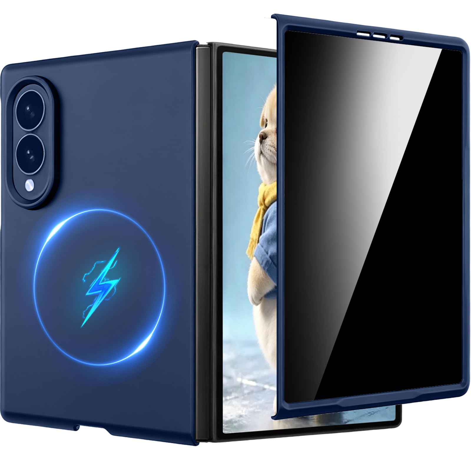 Miimall Custodia protettiva anti-spia per Samsung Galaxy Z Fold 8 Slim per Mag Safe [schermo privacy integrato in vetro temperato] forte magnete di grado militare robusta custodia protettiva rigida