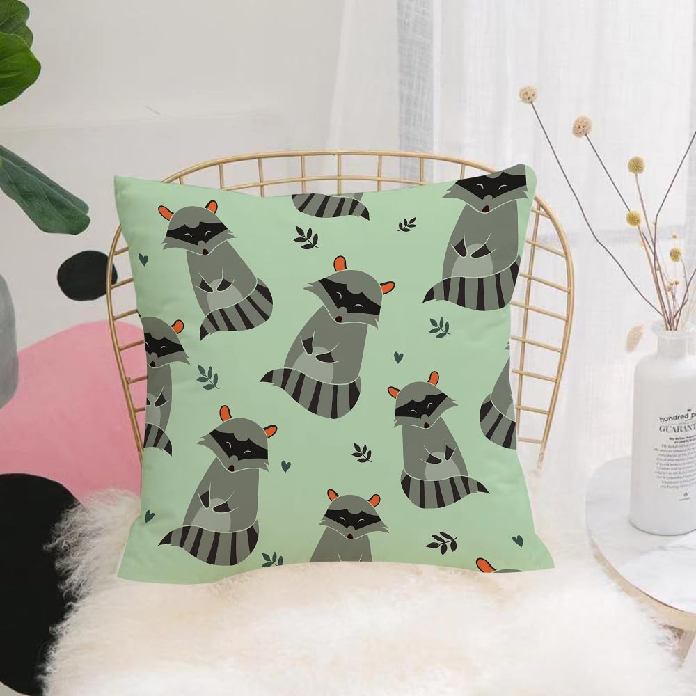 HYOSXW Cushion Cover,Throw Pillow Case Home Decorative for Living Room Bedroom Sofa Chair 16X16 Inch,Raccoon Seamless pattern on blue background. Illustration,Pillowcase 40X40cm