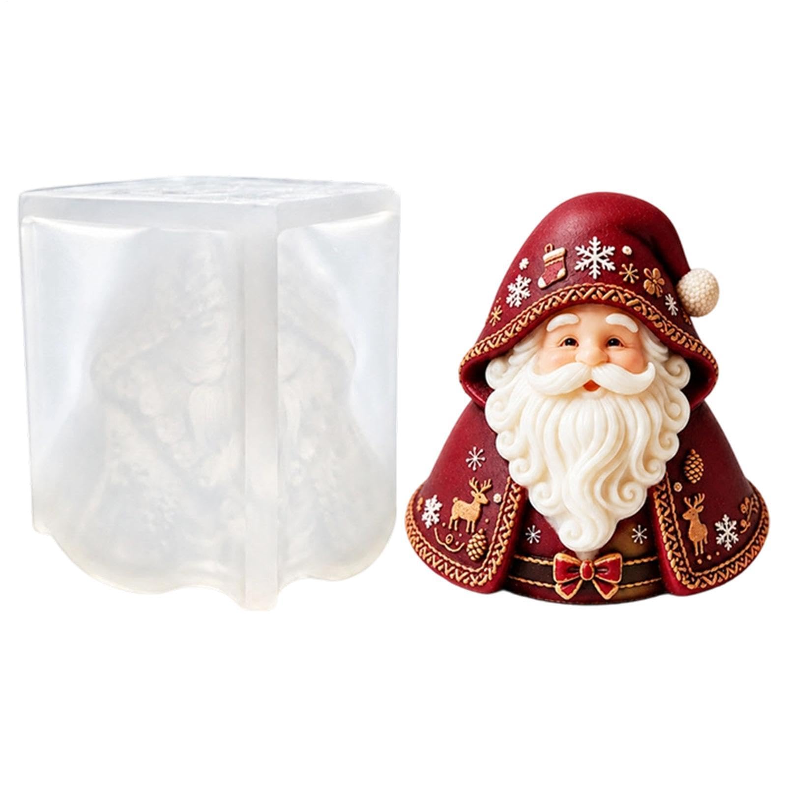 Weihnachtskerzenform, Silikon-Weihnachtsmann-Harzseife, DIY-Handwerk | Vielseitig einsetzbar für Kerzen, Harz, Seife, Gips und Schokolade. Das 3D-Weihnachtsmann-Design sorgt für festliche Details