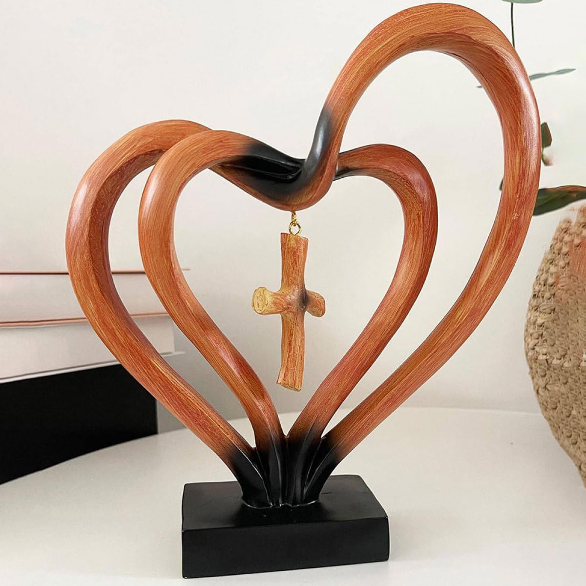 Supvox Herzfigur aus Kunstharz Kompakte Hochzeitsdekoration Langlebige Schlafzimmer und Tischskulptur Farbige Wohndeko für Jahrestag und Büro