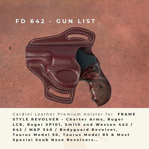 Miniatura 5 de Cardini - Funda de piel prémium para transporte oculto, para revólveres de 5 disparos, para S&W J Frame Holster, para funda Taurus 605, funda de