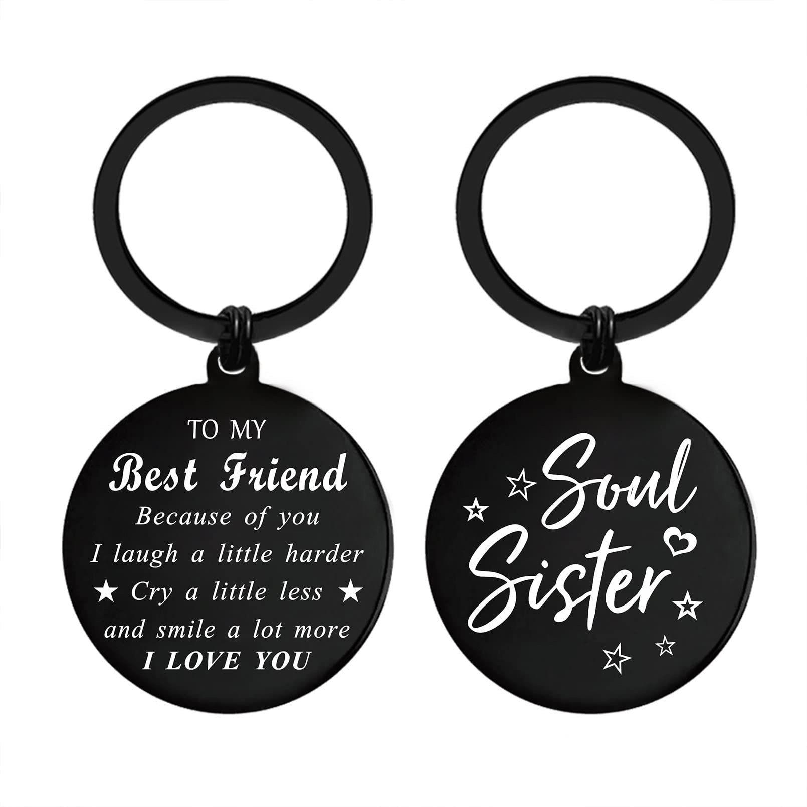 ENGZHI Women Friend Gifts for Bestie Bff Soul Sister, Cute Friendship Keychain for Birthday Mothers Day Graduation