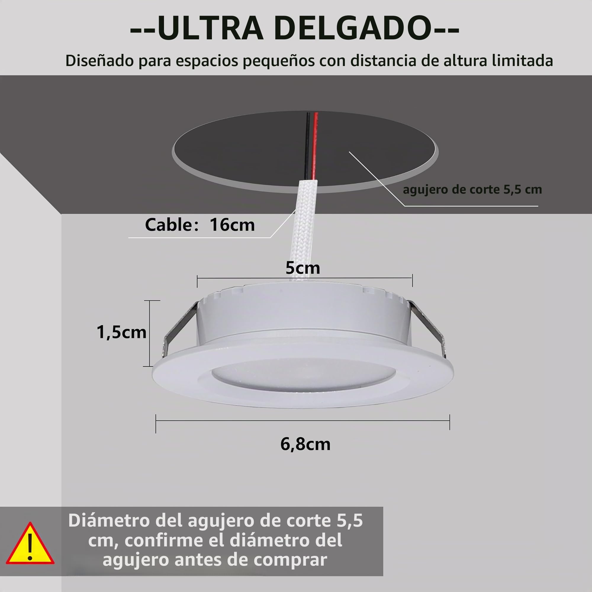 Downlight LED Techo Empotrable 3W 230V, Focos LED Techo, Agujero de corte φ55-58mm Ojos de Buey Led para techo, Aluminio Interior led Foco para Baño Cocina Salón (Blanco,blanco Frío 6000k)