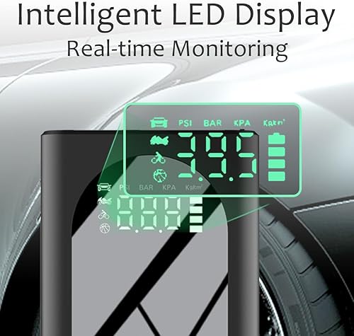 Miniatura 4 de Arrancador de salto con compresor de aire portátil 4500A para gasolina de 10.0L y 8.0L Diesel, 150PSI batería de coche inflador digital de