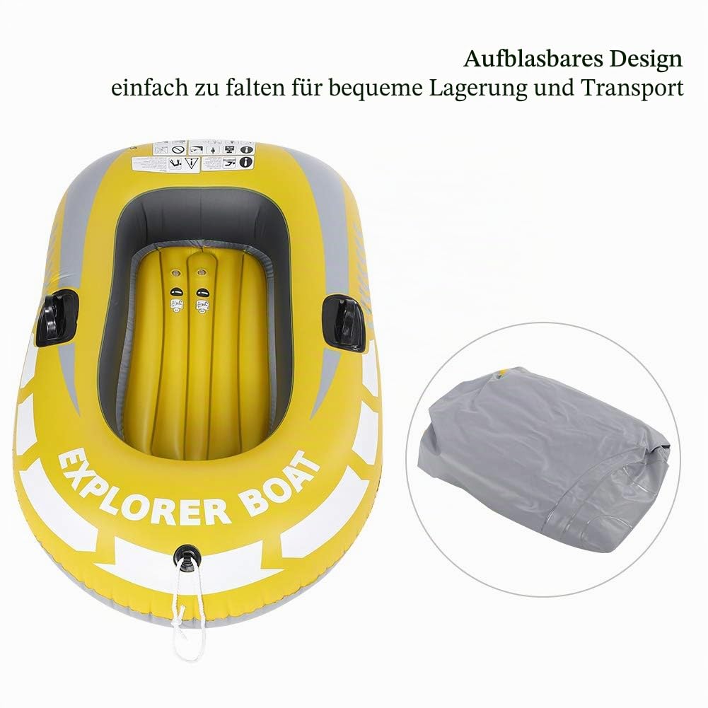Dioche Stabiles es Schlauchboot, Schlauchboot 1 Person, PVC Aufblasbares Kajak Kanu Rudern Luft Boot für Angeln Driften Tauchen