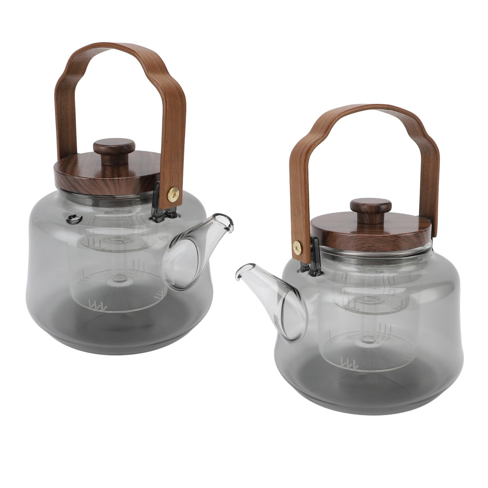 CHICIRIS Tetera de Vidrio con Infusor Extraíble, de Vidrio de Borosilicato Resistente Al Calor, Apta para Cocinas Eléctricas y Vitrocerámicas, Capacidad de 1000 Ml, con Asa de Nogal y de