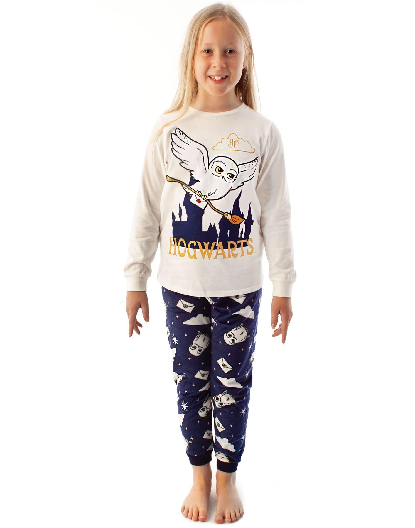 Harry Potter Pijamas Girls Hedwig Manga Larga Camiseta y Pantalones de vellones