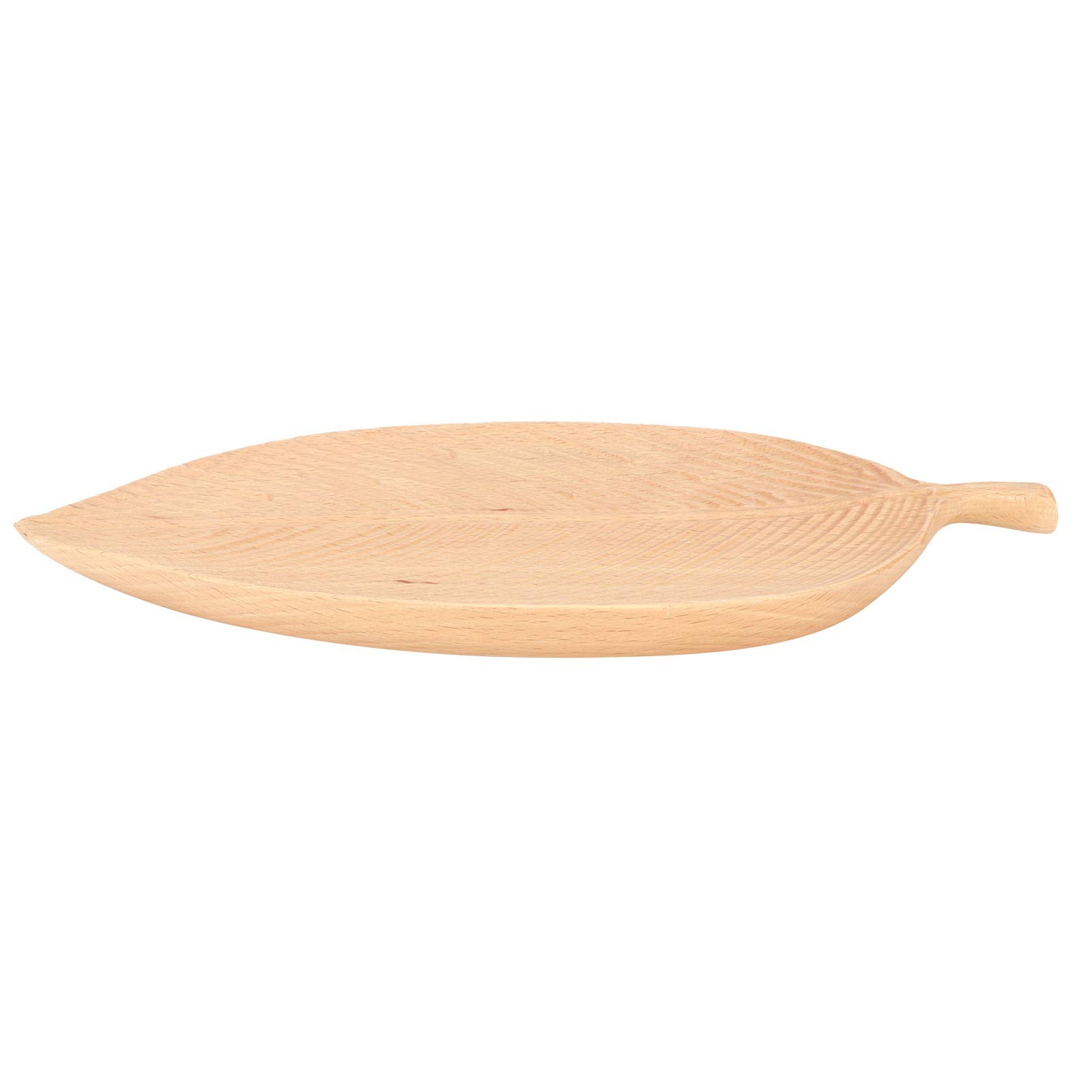 Bandejas de almacenamiento de platos de madera con forma de hoja, bandeja de té, postre, cena, pan, fruta, aperitivos, platos de exhibición de comida (25 * 12 talla en forma de hoja de haya)