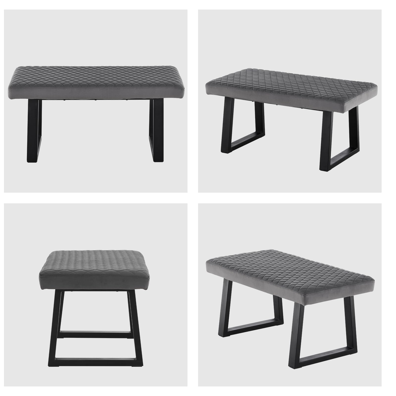 CLIPOP 100cm Samt Sitzbank, Polsterbank Metallbeine, Wohnzimmer, Schlafzimmer, Flur, Esszimmer (Grau)