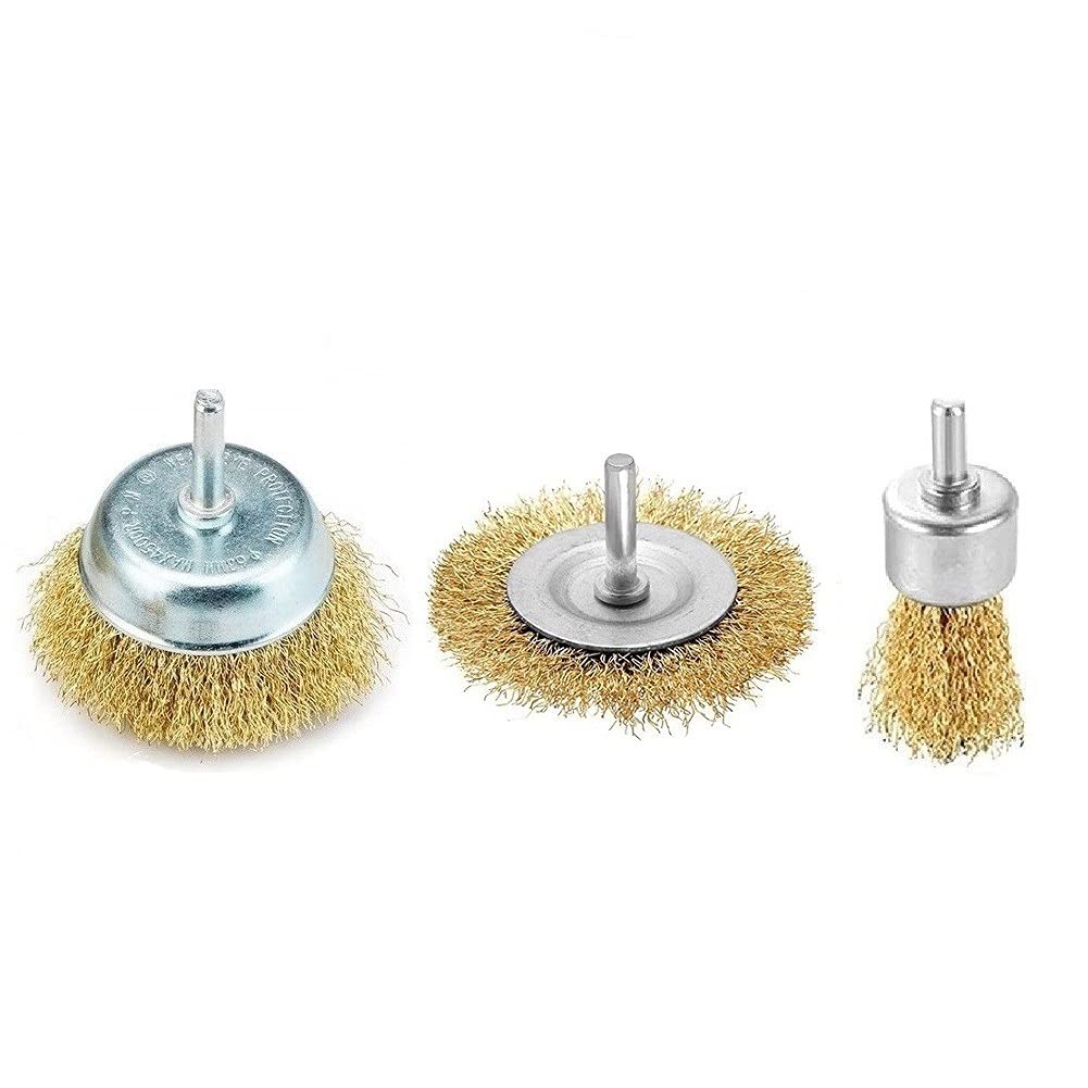 Cepillo de Alambre T-Shaped Brass Wire Brushes, for Drills Set,3pcs/Set 6mm for Attachment Coated Polishing Buffing Tools Parts