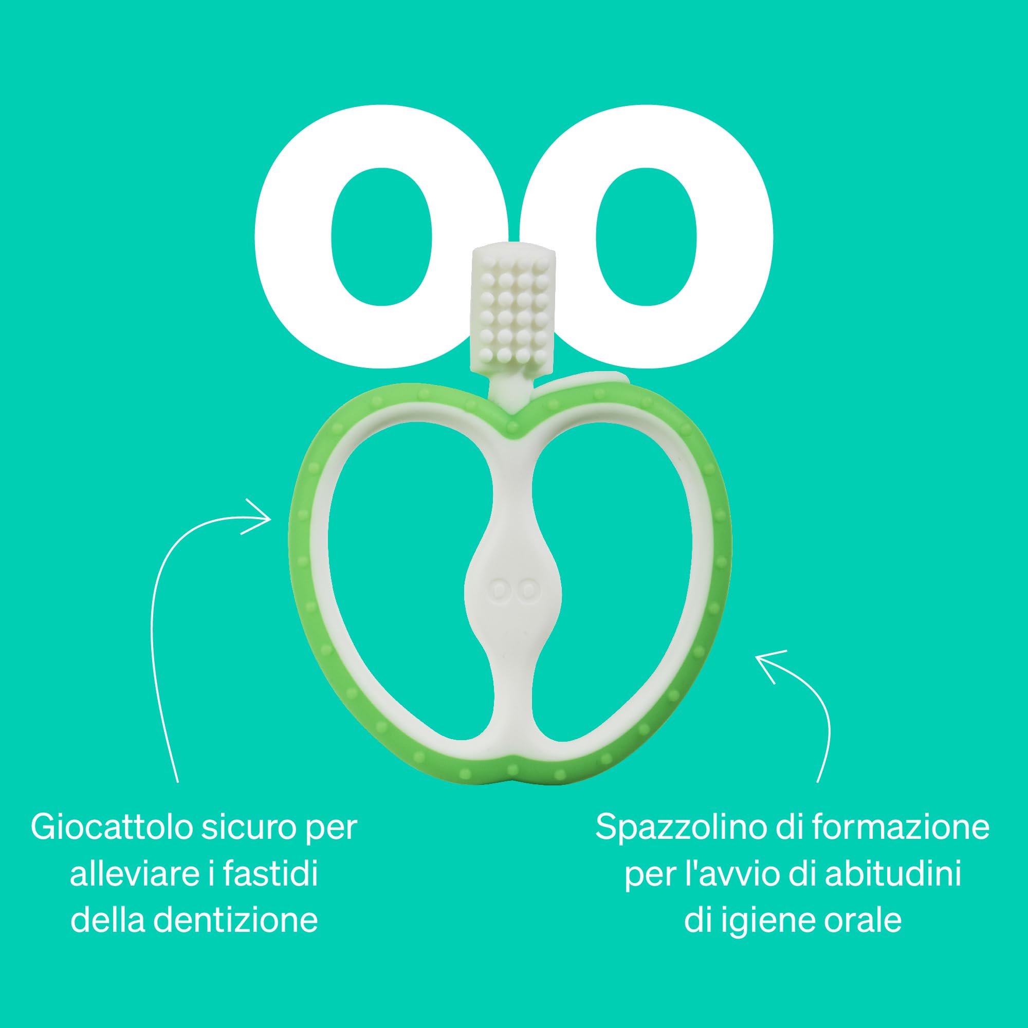 Massaggia Gengive Neonati Di Love Noobs, 4+ Mesi, Senza BPA, Giochi Dentizione Neonato, Spazzolino Da Denti Per Bambini, Giocattolo Da Mordere In Silicone, Verde