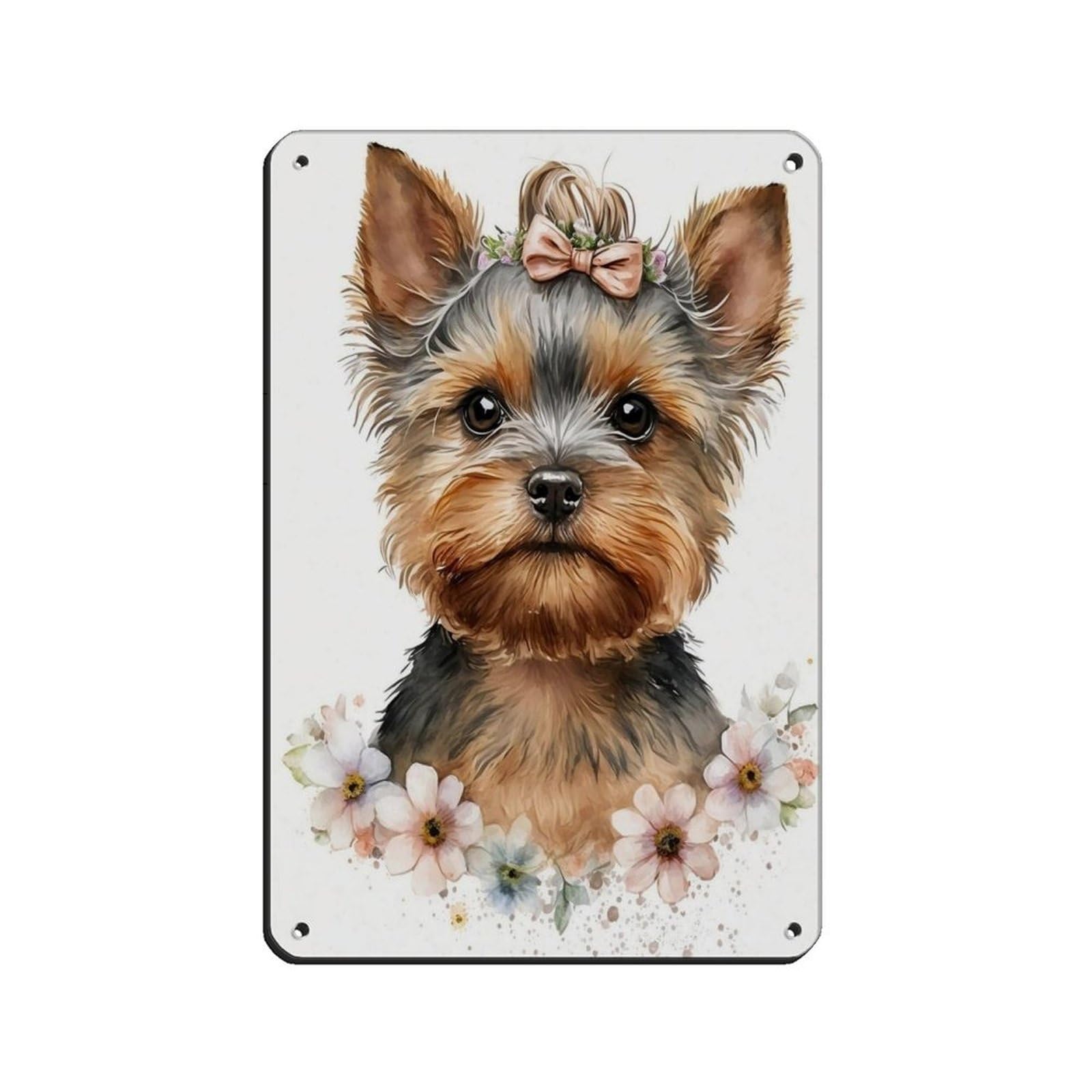 Lxwnze 20L X 30W Cm Watercolor Baby Dog, Animal Painting Colorful Poster Retro Poster Metal Tin Sign Chic Art Retro Iron Painting Bar People Cave Cafe Family Garage Poster Wall Decoration 8X12inch(20X30cm)