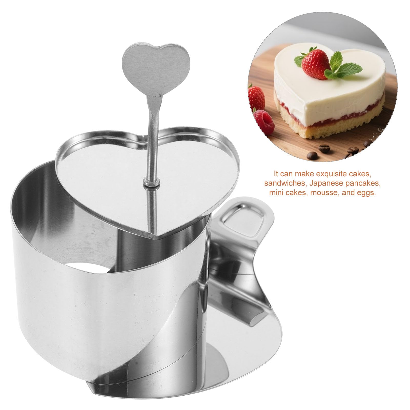 Cabilock Moule Coeur INOX pour Gateau Moule Mousse Acier Inoxydable Patisserie sans Soudure Accessoire de Cuisson pour Desserts