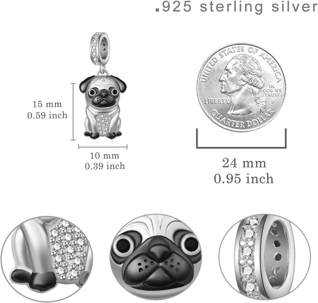 Cute Dog Charms for Women 925 Sterling Silver Pug/Yorkie/Corgi/French Bulldog/Poodle/Husky Charms for Bracelets Cute Puppy Charm Beads for Jewelry Making - Image 6