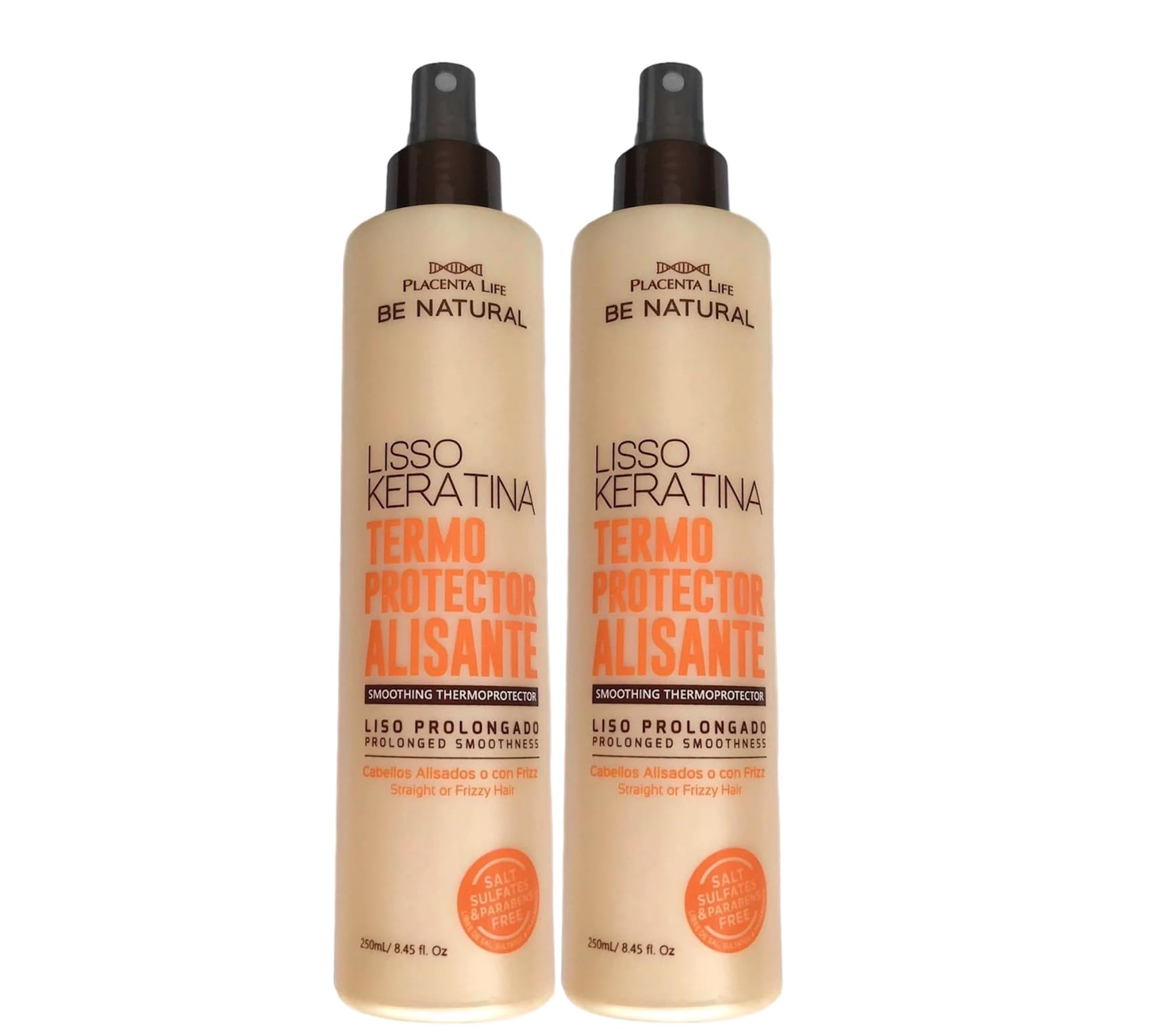 Generic Be Natural Lisso Keratina Termoprotector Alisante (Pack de 2) - Placenta Life, Black