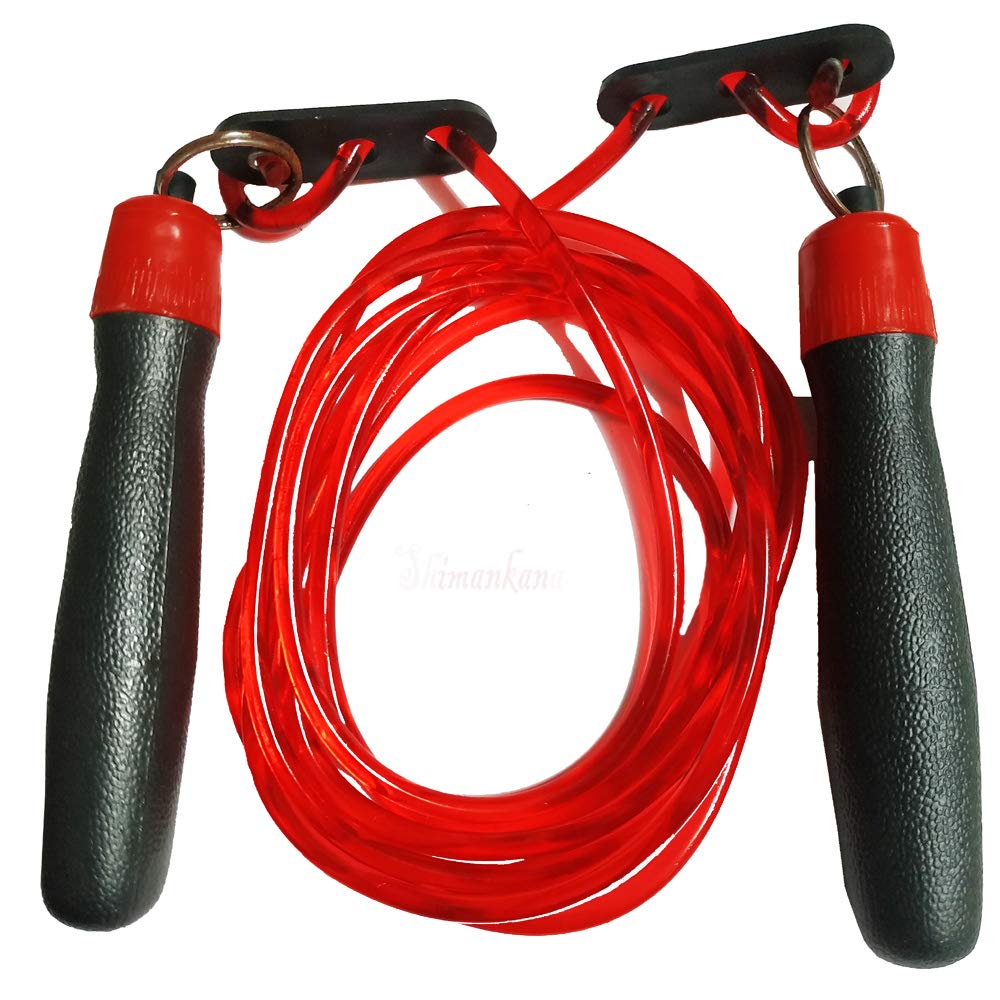 Shimankana Sports Skipping Red Rope with Bearing for Men Women Kids Girls Length for Gym and Weight Loss with Foam Hand Gripper in Professional Jump Rope 9Ft-image-7