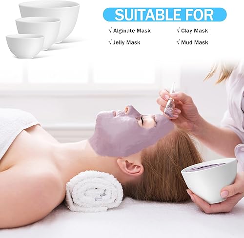 Miniatura 7 de Healifty Cuenco de silicona para mezclar la cara, 3 unidades, cuenco de silicona para mezclar la cara, herramienta cosmética de belleza para el