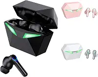 H'MASTON Fone de Ouvido Bluetooth TWS 5.3 Fone Sem Fio Gamer com Microfone Cancelamento de Ruído com Led Luz RS-30 (PRETO1)