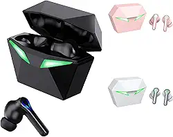 H'MASTON Fone de Ouvido Bluetooth TWS 5.3 Fone Sem Fio Gamer com Microfone Cancelamento de Ruído com Led Luz RS-30 (PRETO1)