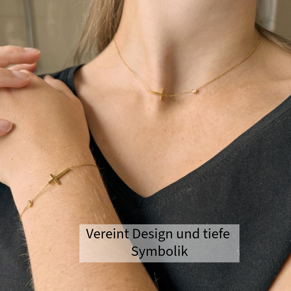 Wunderschöne Kreuz Kette gold Set als christliche Geschenke für Frauen | Elegante Damen Schmuck Set mit Kreuz als christliche Geschenkidee | Ideals auch als Christlicher Schmuck Frauen Geschenk