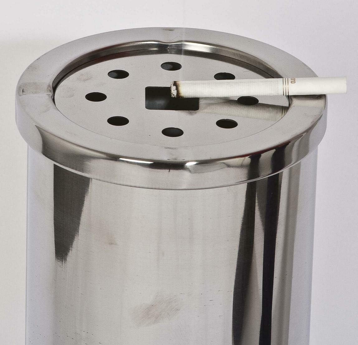 Posacenere da Terra in Acciaio Inox, Modello Tondo, 15 cm Diametro, 56 cm Altezza, per Esterno e Interno Disponible in 2 colori (Inox)