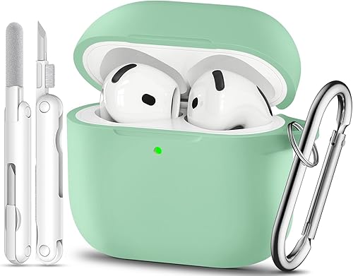 Miniatura 18 de Funda para AirPods 4, color rosa con kit de limpieza, funda de silicona suave para Airpod 4, compatible con Apple Airpods de 4ª generación 2024,