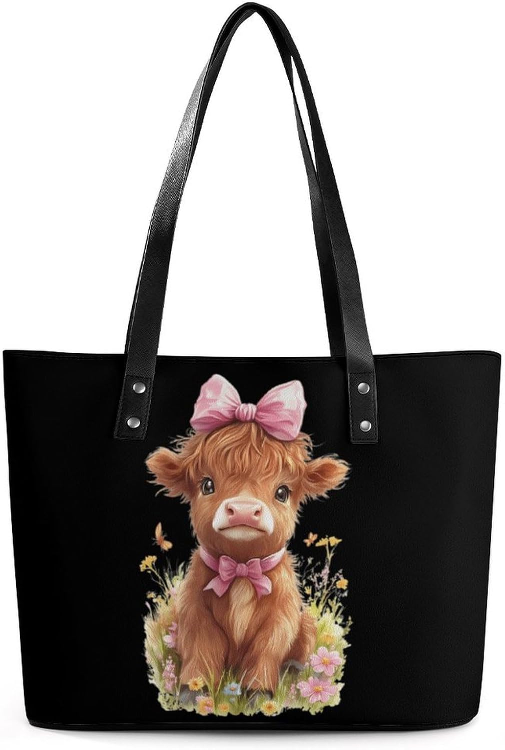 Cute Highland Cow Women's Satchel Handbags Tote Shoulder Bag Purses for Travel Shopping Work