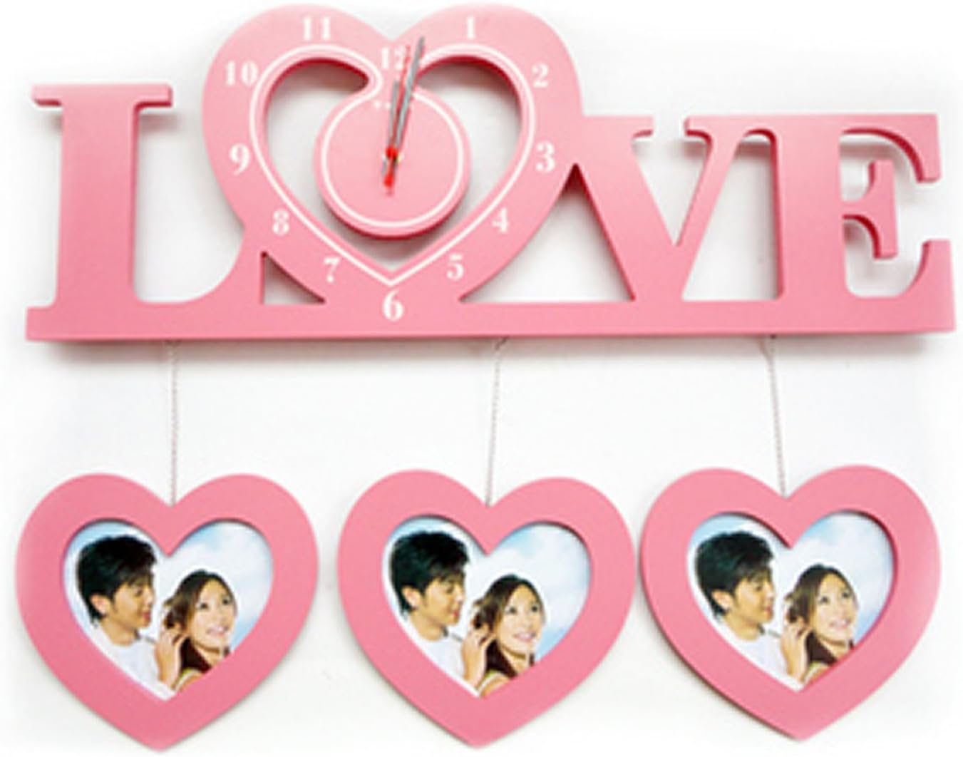 Pink Wall Clocks with Photo Frames Wall Clock Home & Kitchen