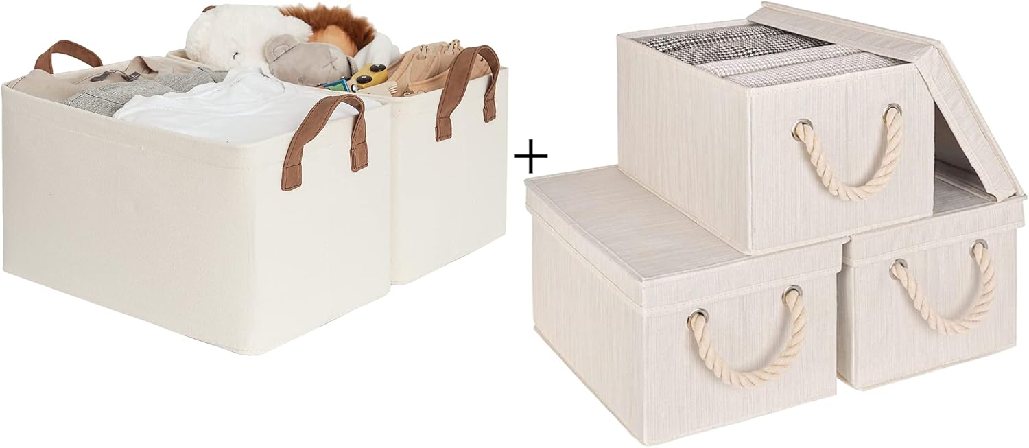 StorageWorks 5Pack Storage Baskets For Shelves With Metal Frame, Rectangle Storage