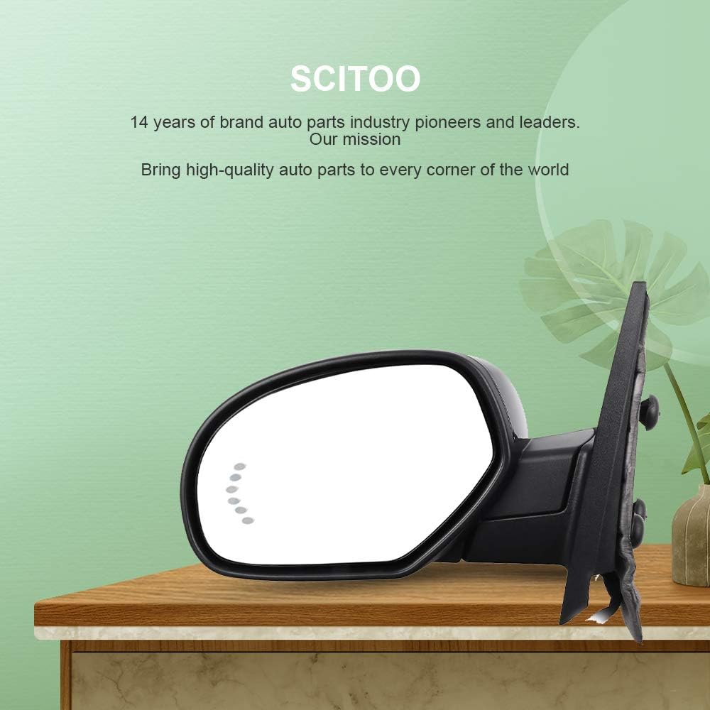 SCITOO fit for Chevy for GMC Driver Side Mirror Towing Mirror Puddle Lights Memory Rear View Mirror fit 2007-2013 for Chevy for GMC Amber Arrow Turn Signal Power Control Heated Manual Folding