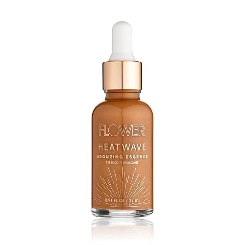 Flower Beauty By Drew Barrymore Heatwave Bronzing Essence - Resaltador líquido + gotas bronceadoras iluminadoras, acabado radiante + brillo natural,