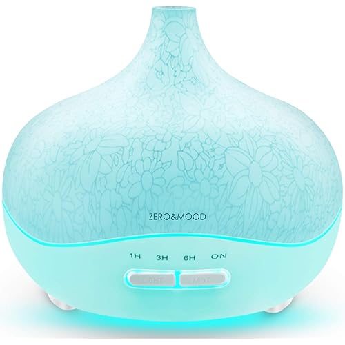 Essential Oil Diffuser 300ml Aroma Essential Oil Mist Humidifier and Waterless Auto Shut-Off for Home Office Bedroom Room Yoga Night Light(28White)