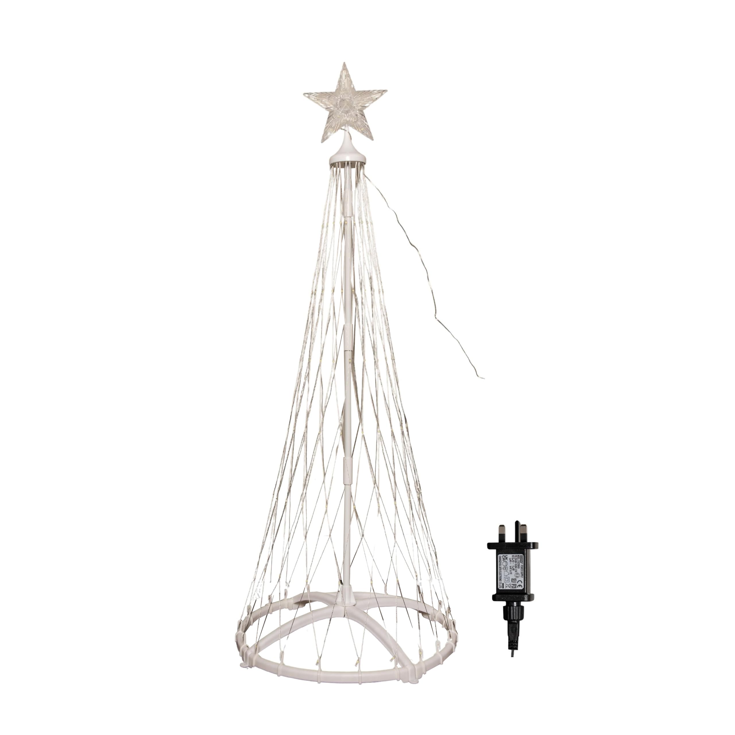 Samuel Alexander White 1.35M Light Up Christmas Cone Tree With 160 Warm Leds And Timer Function