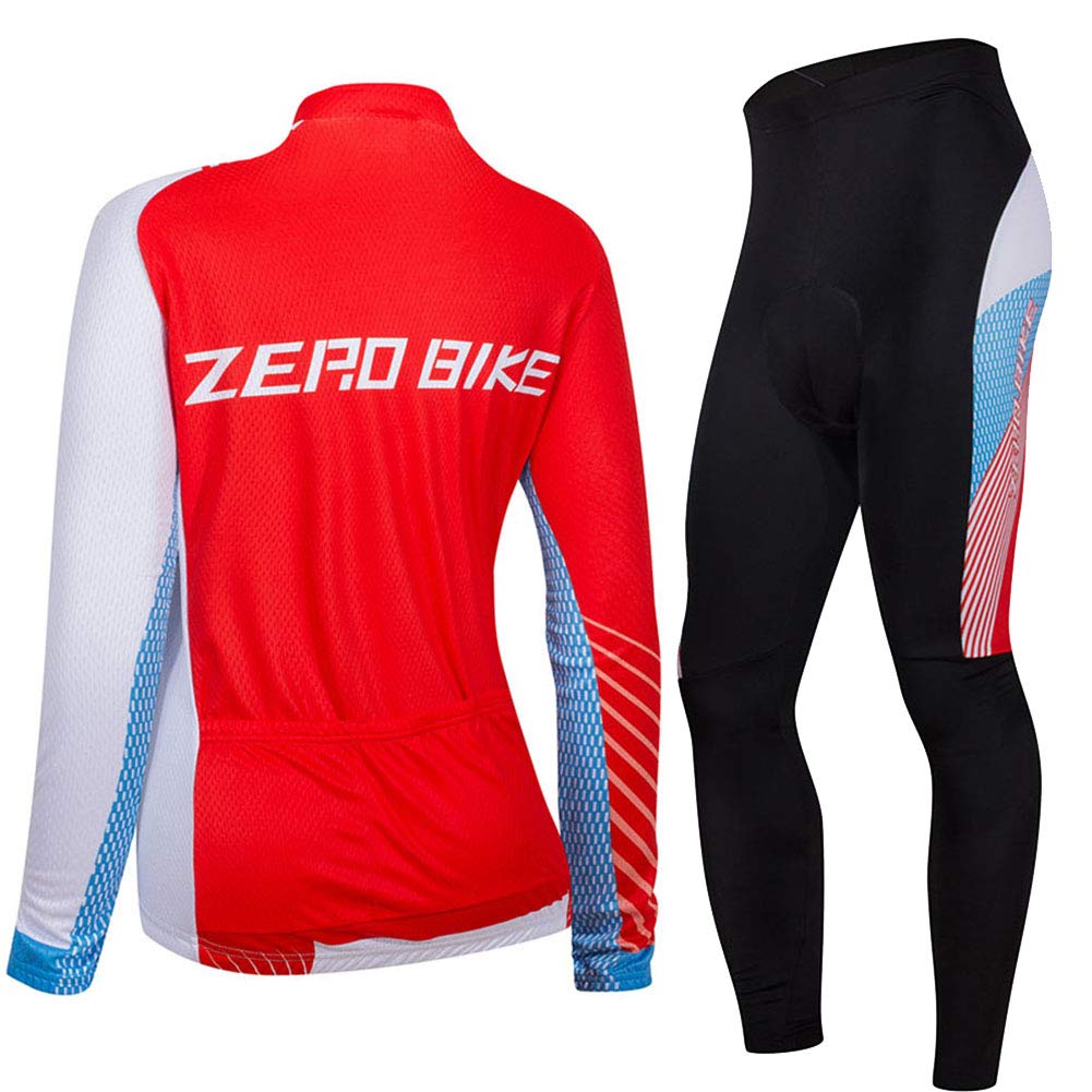 Donne Manica Manica Lunga Jersey Abbigliamento Set, Ciclismo Jersey Camicia Gel Imbottito Pantaloni Ciclismo Equitazione Bike Sportswear