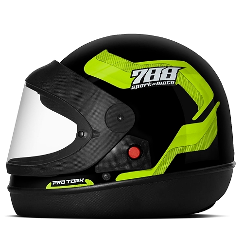 CAPACETE FECHADO PRO TORK SPORT MOTO 788 PRETO - AMARELO TAM. 62